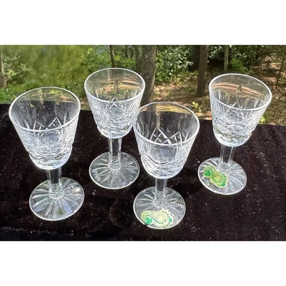 Vintage Waterford Lismore Crystal Liqueur Glasses, Set of 4 W/ Tags! -A62